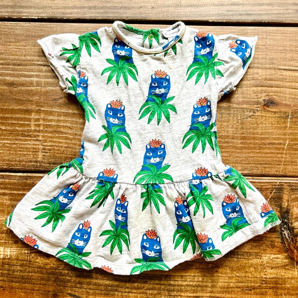 Little Marc Jacob Tropical Print Baby Girl Dress Size 6m Gray Blue